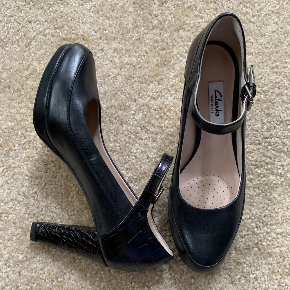 Clark’s Narrative Faux Snake Skin Print Heel